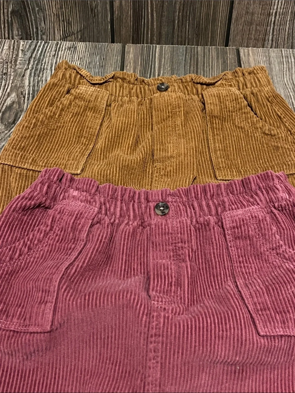 Girls Old Navy Corduroy Mini Skirts in Mustard and Wine